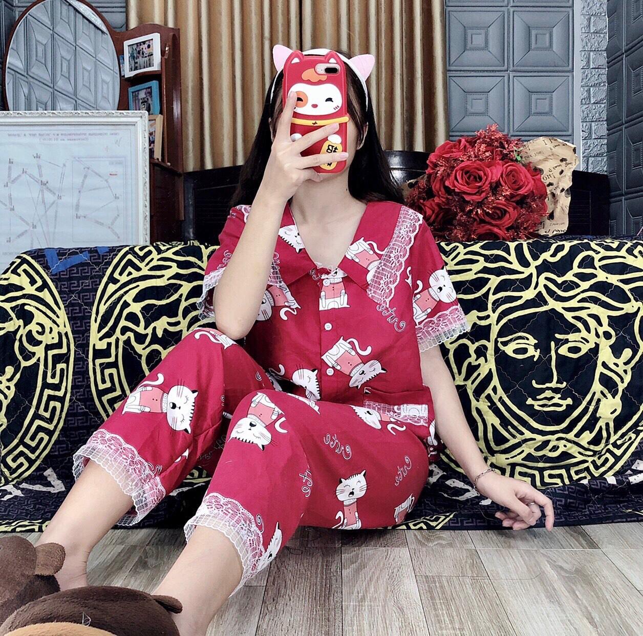 [HCM]Bộ  Pijama mặt ở nhà hình mèo -MTB