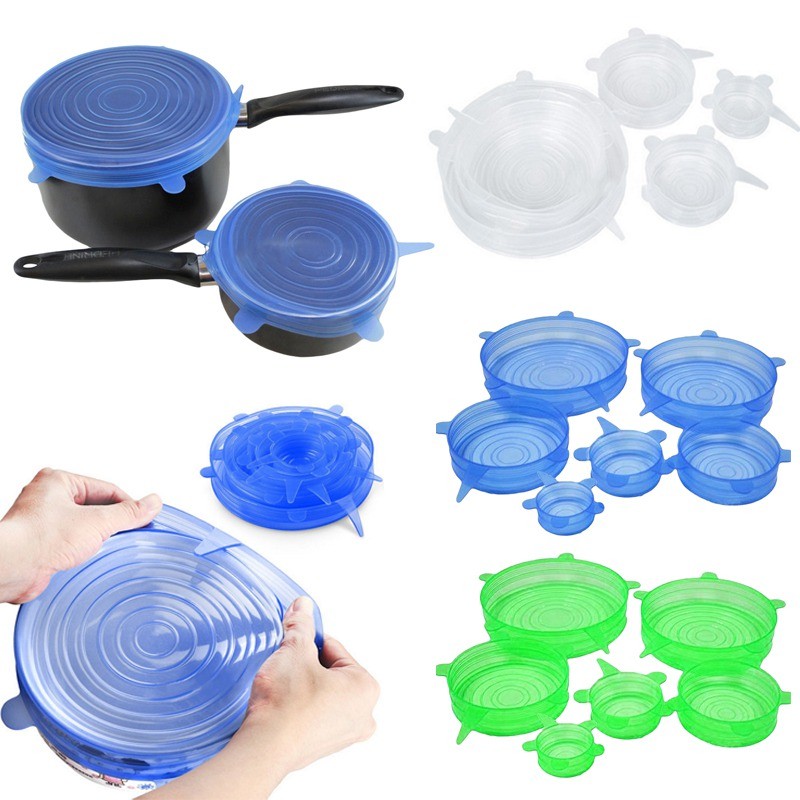 Bộ 6 nắp đậy silicon bọc hộp thức ăn đa năng