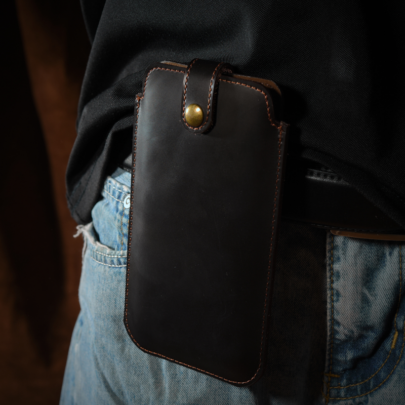 Bao Da Rút iphone 11 Nút Cài Da Bò Thật