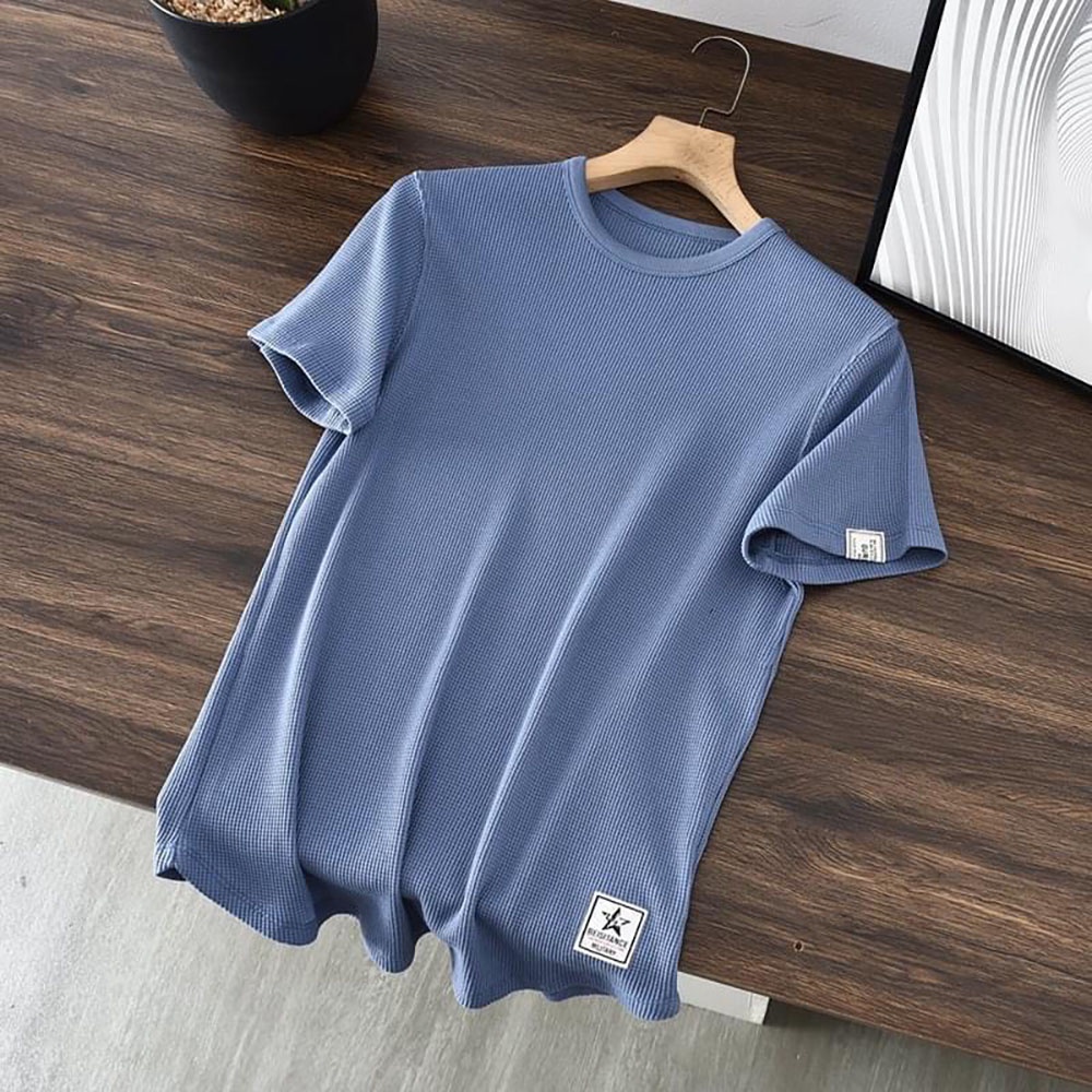 Áo phông nam tay ngắn cổ tròn chất thun cotton tổ ong co giãn 4 chiều mặc cực mát - AhStore