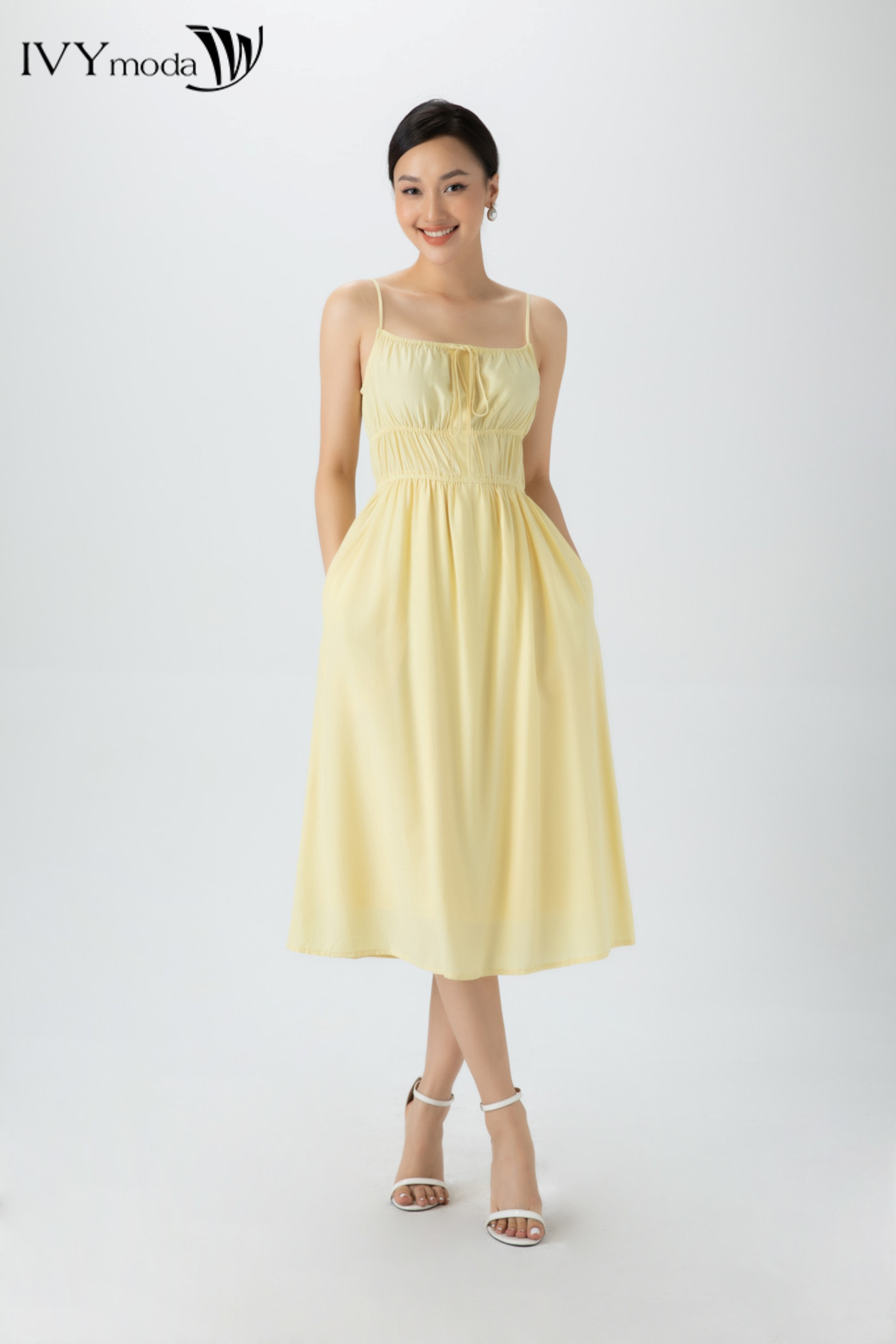 [CHỈ 15.1 - MUA 3 GIẢM THÊM 15%] Đầm thô xòe 2 dây IVY moda MS 41B8707