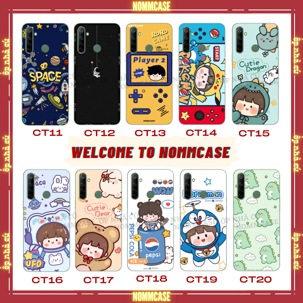 Ốp lưng realme 5 , 5s , realme 5i , realme c3i , realme 5 pro , realme q , realme narzo 10 , realme 6i , chất kính và dẻo, in hình, cute, dễ thương
