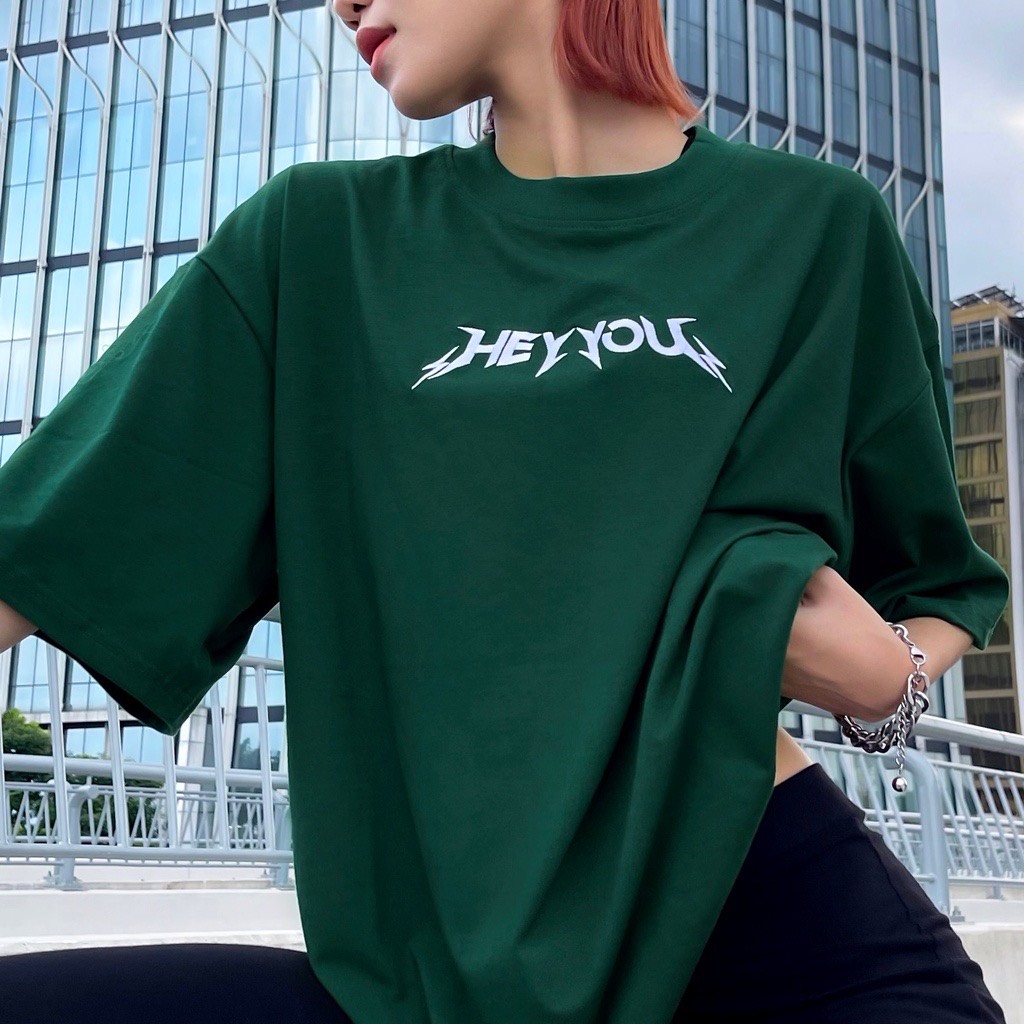 Áo thun áo phông HEYYOU METAL GREEN    - Áo phông form rộng tay lỡ phong cách Hàn Quốc phù hợp cả nam nữ cặp đôi - Tokyo shop