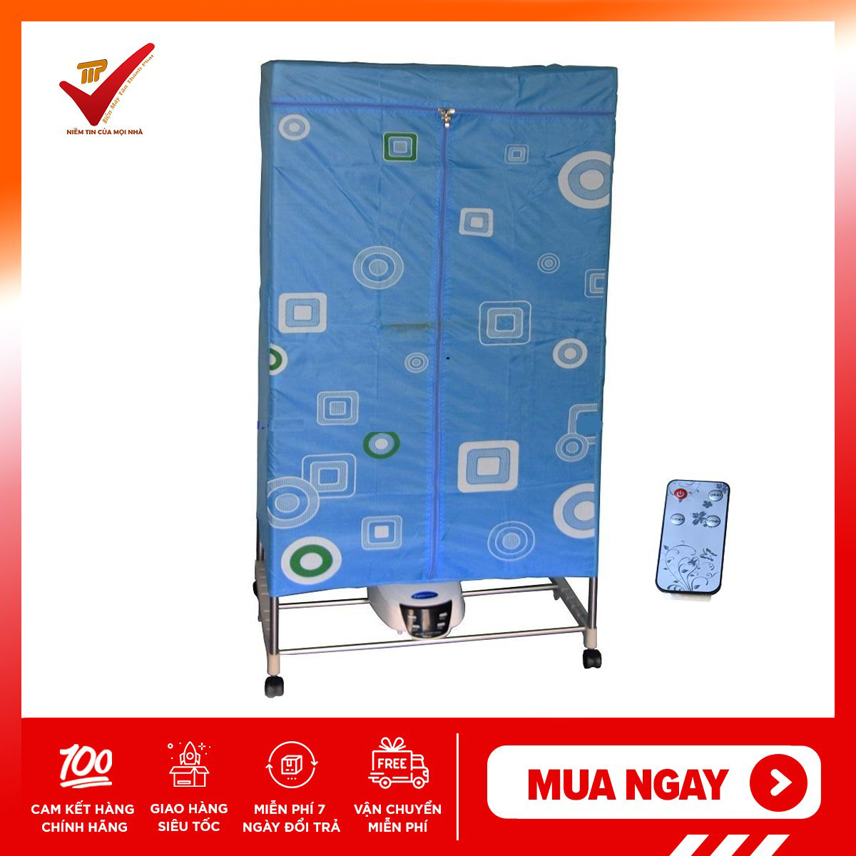 Tủ sấy quần áo cao cấp Holtashi có điều khiển từ xa  TC-6011 CHÍNH HÃNG BH 12 THÁNG