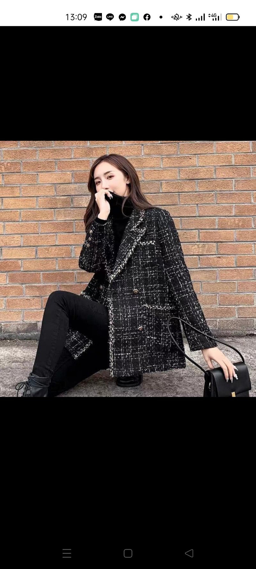 Áo dạ kẻ dáng blazer