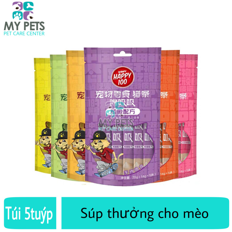 Súp thưởng cho mèo Wanpy Happy 100 - Gói 5 Thanh X 14g