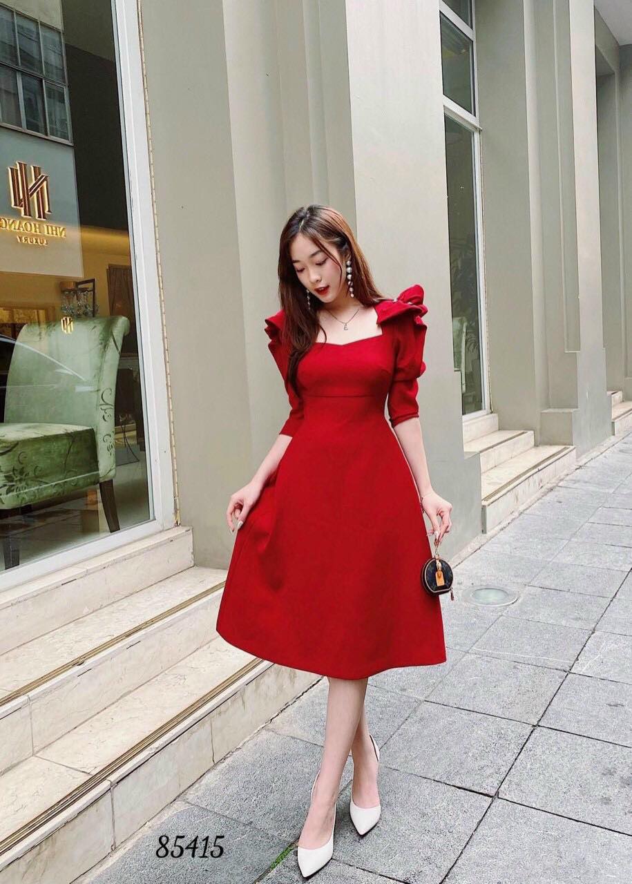 [HCM]ĐẦM XÒE DỰ TIỆC CỔ VUÔNG TAY PHỒNG DỄ THƯƠNG