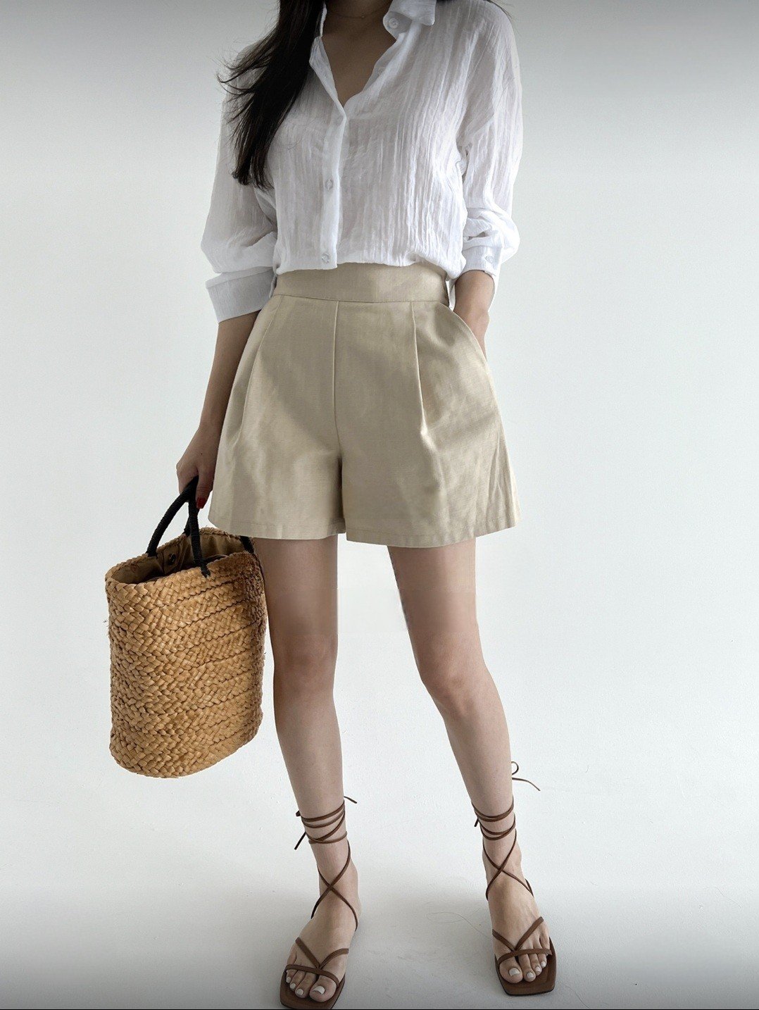 [ogniM Seoul] Quần short  lanh phong cách Hàn Quốc (Made in Korea)