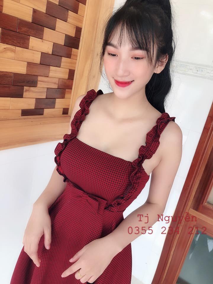 Đầm  2 dây có cúp ngực-TH