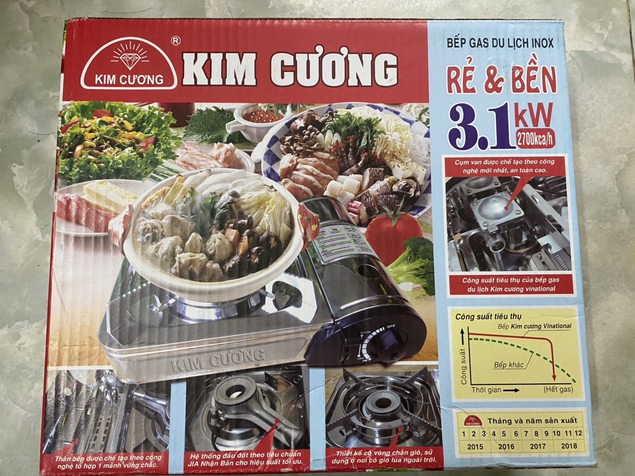 [HCM]Bếp gas du lịch mini inox kim cương