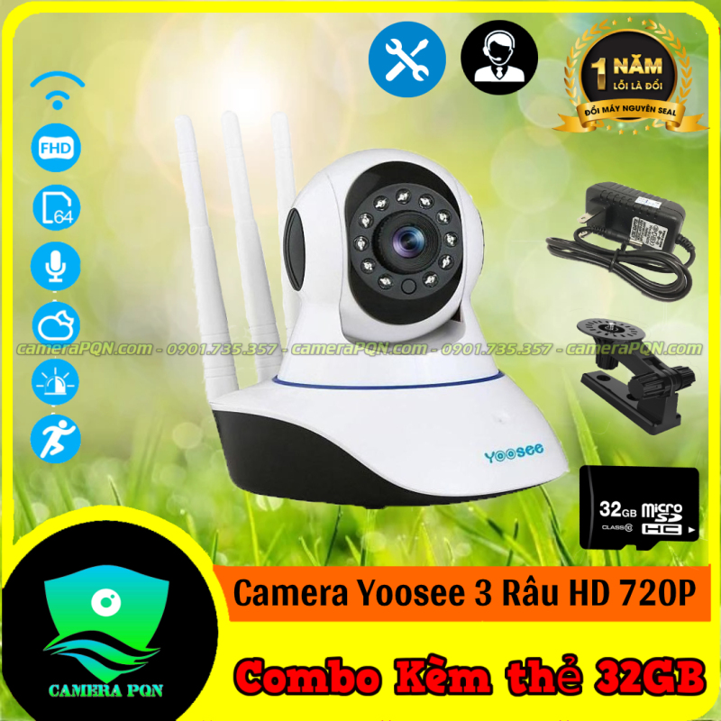 Camera yoosee 3 râu 720p HD kèm thẻ nhớ 32 GB or 64 GB