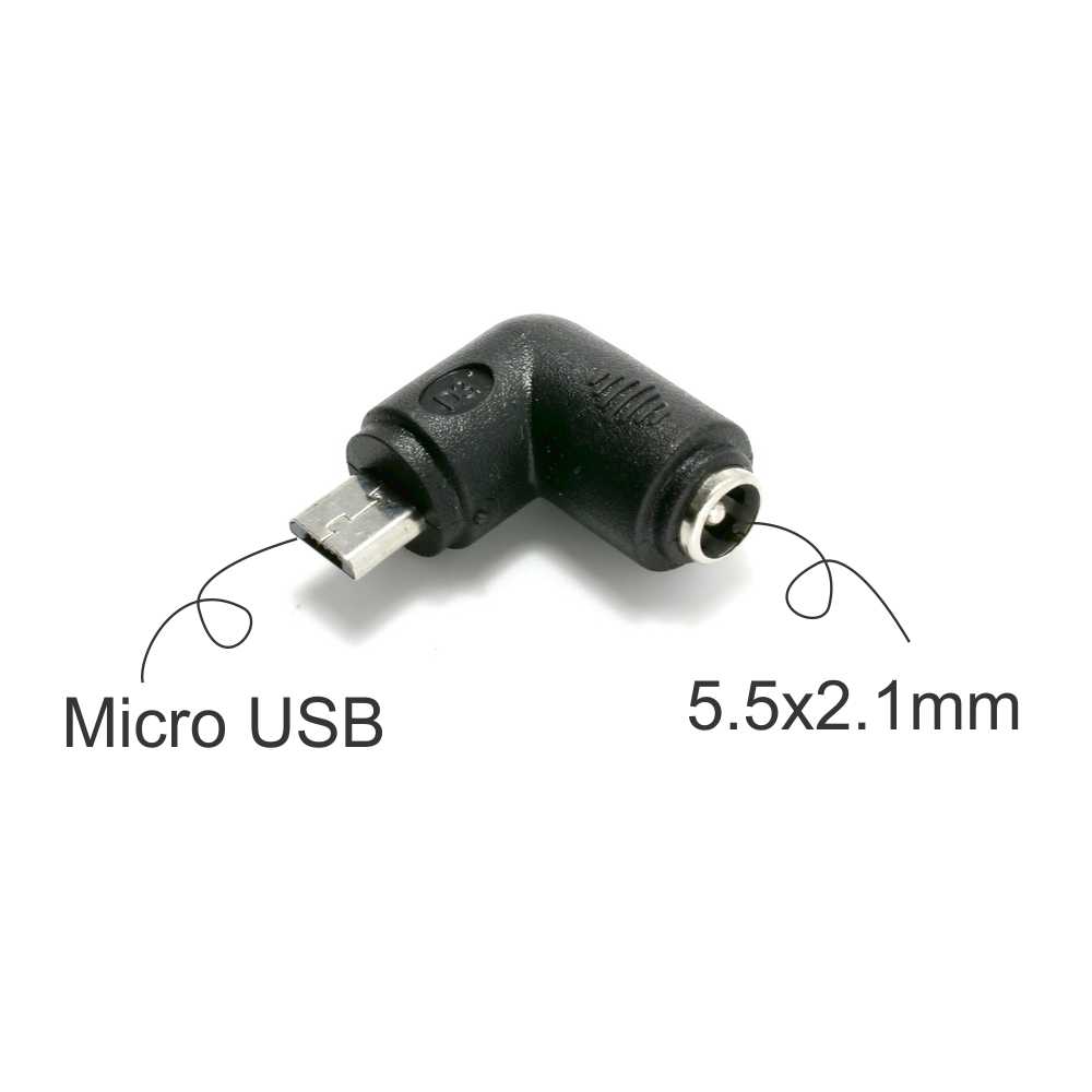 ĐẦU CHUYỂN NGUỒN DC 5.5*2.1MM SANG MICRO USB CHÂN CONG