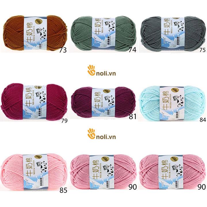 Len milk bò 50g mềm mịn, tơi xốp, nhiều màu dành cho người mới bắt đầu học đan móc khăn áo, thú bông, túi xách