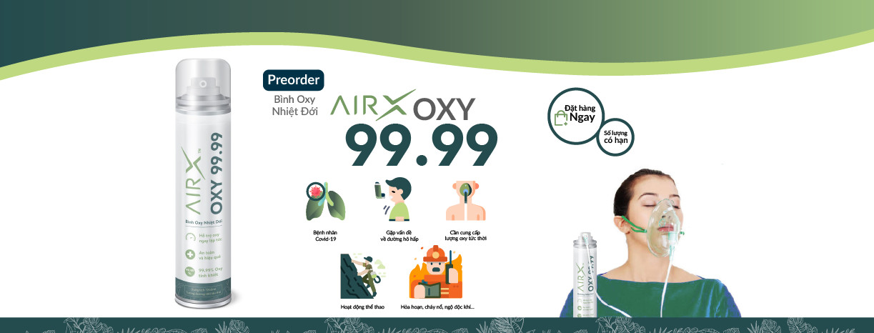 [HCM][Hỗ Trợ Mùa Dịch ] BÌNH OXY NHIỆT ĐỚI - AIRX OXY 99.99+  Mask Thở Oxy Krystal Mask (Bình Oxy Nhiệt Đới AirX 7250ml - 180 Lần Thở Và Mask Thở Oxy Tiệt Trùng - Krystal Mask)