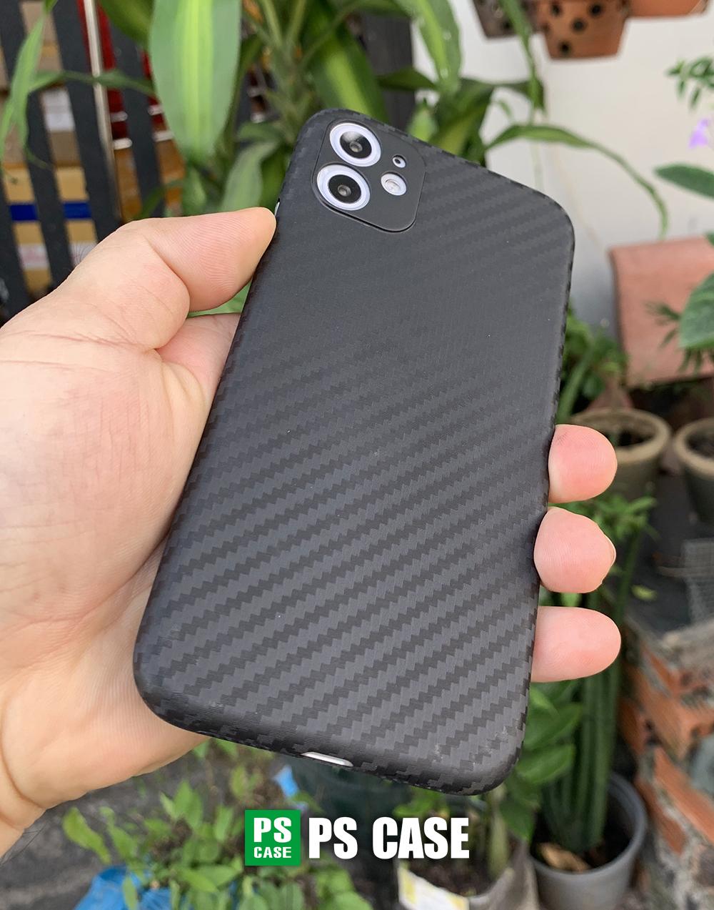 Ốp lưng siêu mỏng, vân carbon dành cho iPhone 11 - Màu đen - PS Case Phân Phối