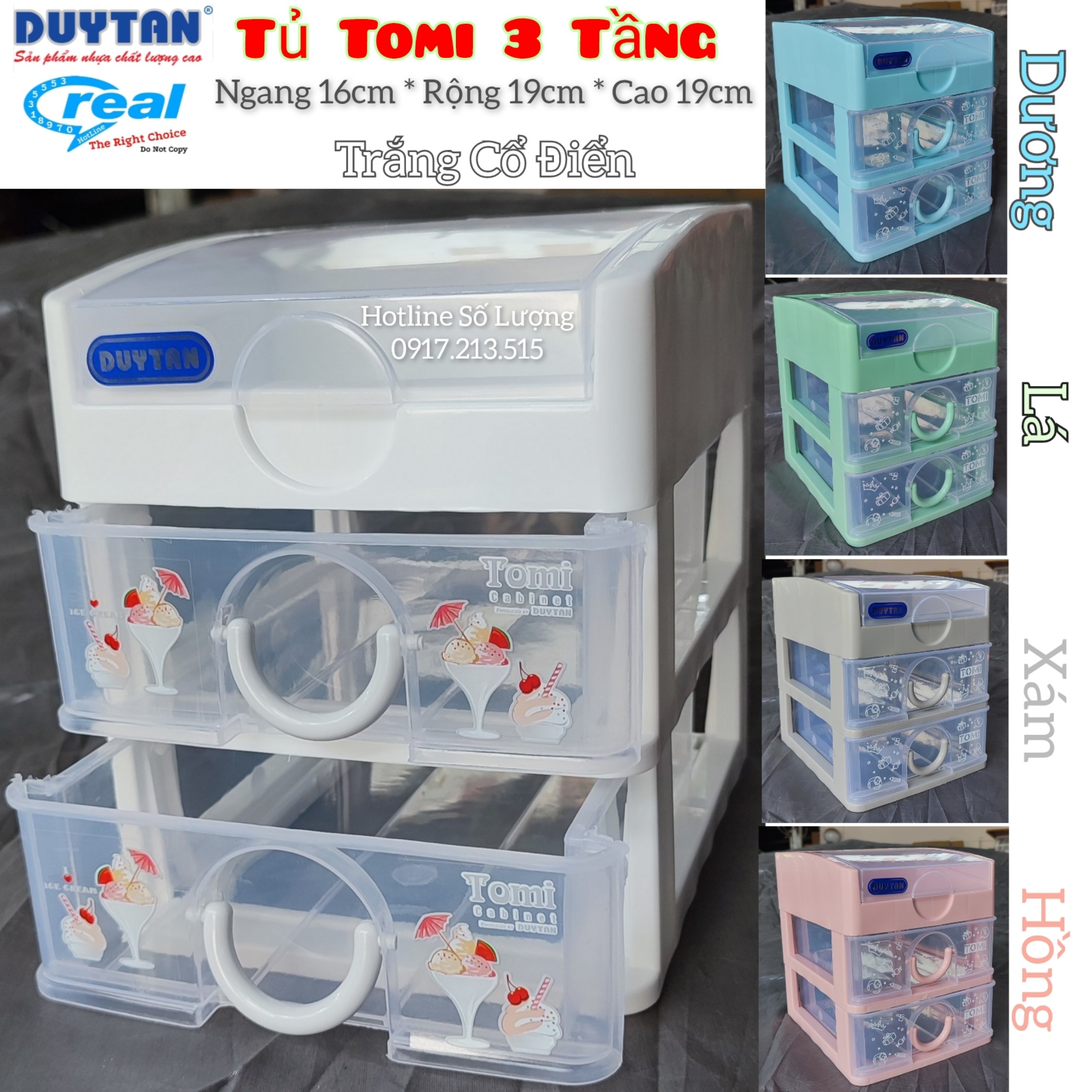 Tủ nhựa duy tân TOMI 3 Tầng , Màu Pastel Siêu KUTE