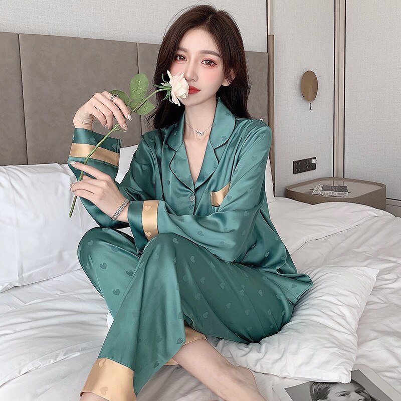 Pyjamas Đồ Ngủ Mặc Nhà Lụa Gấm Bộ Dài Đủ Size AMANTA AMTP60