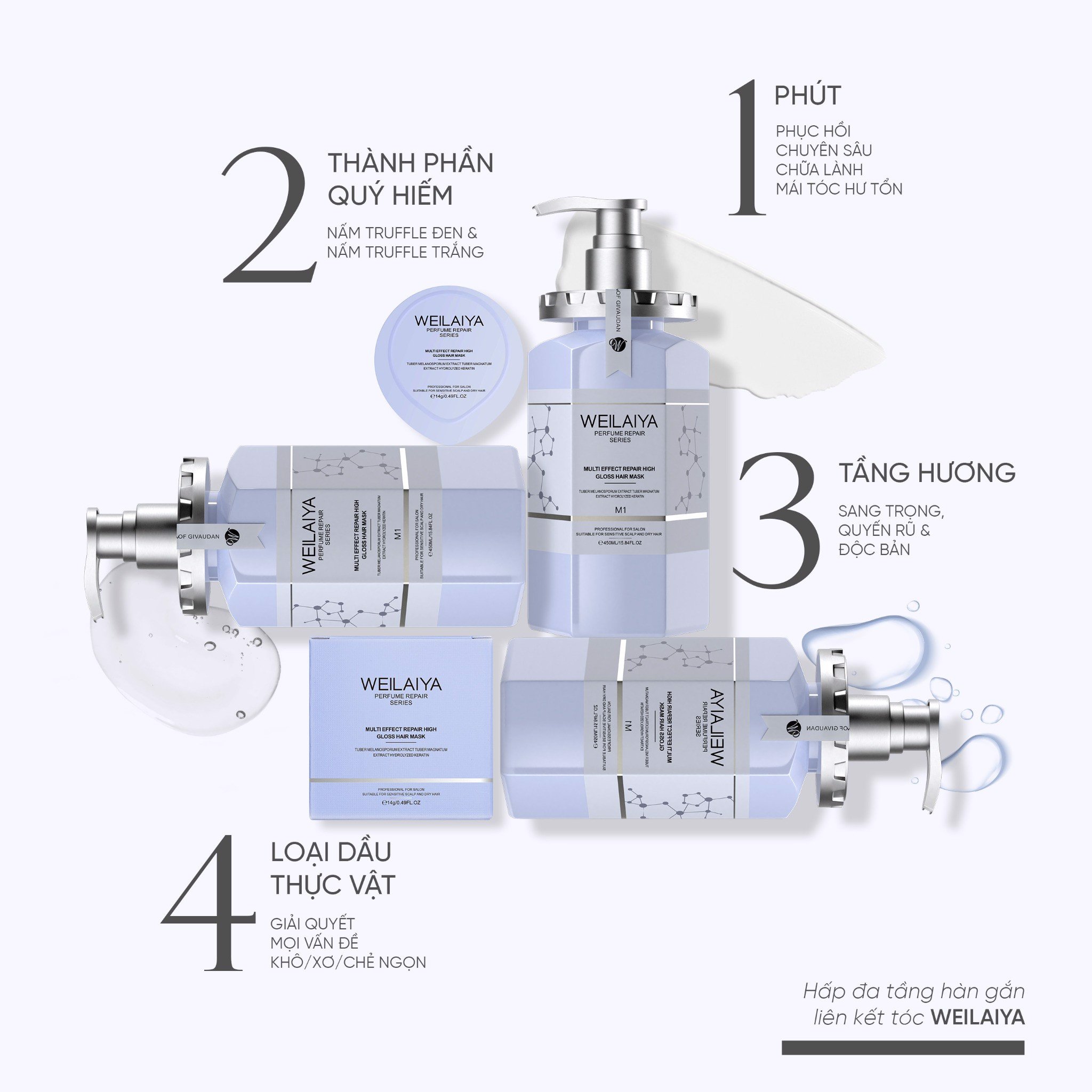 [Giá sỉ] Dầu Hấp Tóc Phục Hồi Đa Tầng Weilaiya 450ml