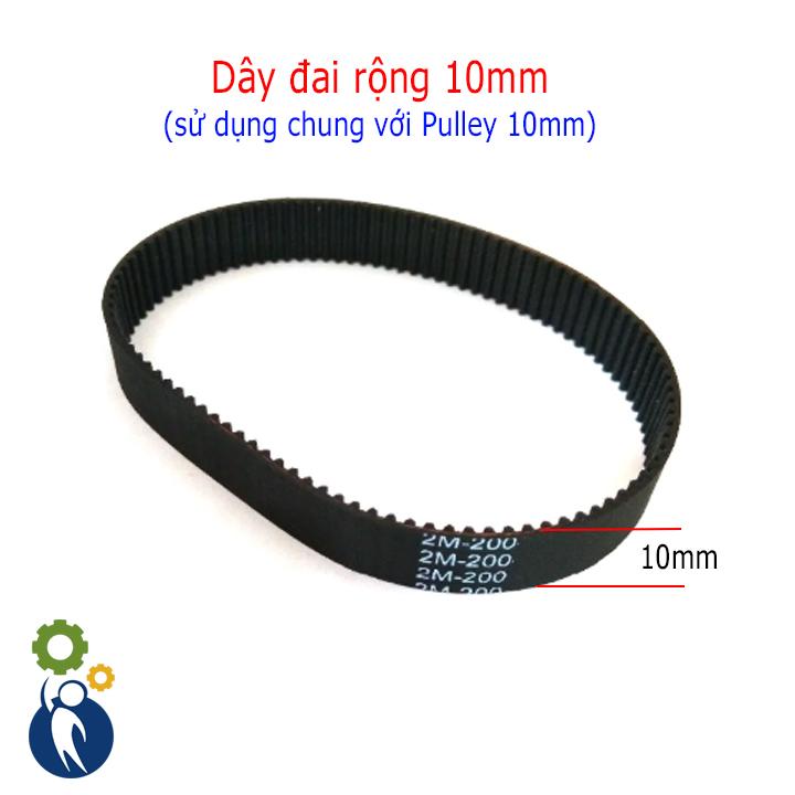 Dây Đai 2GT-200-10mm, sử dụng với Pulley đai 10mm