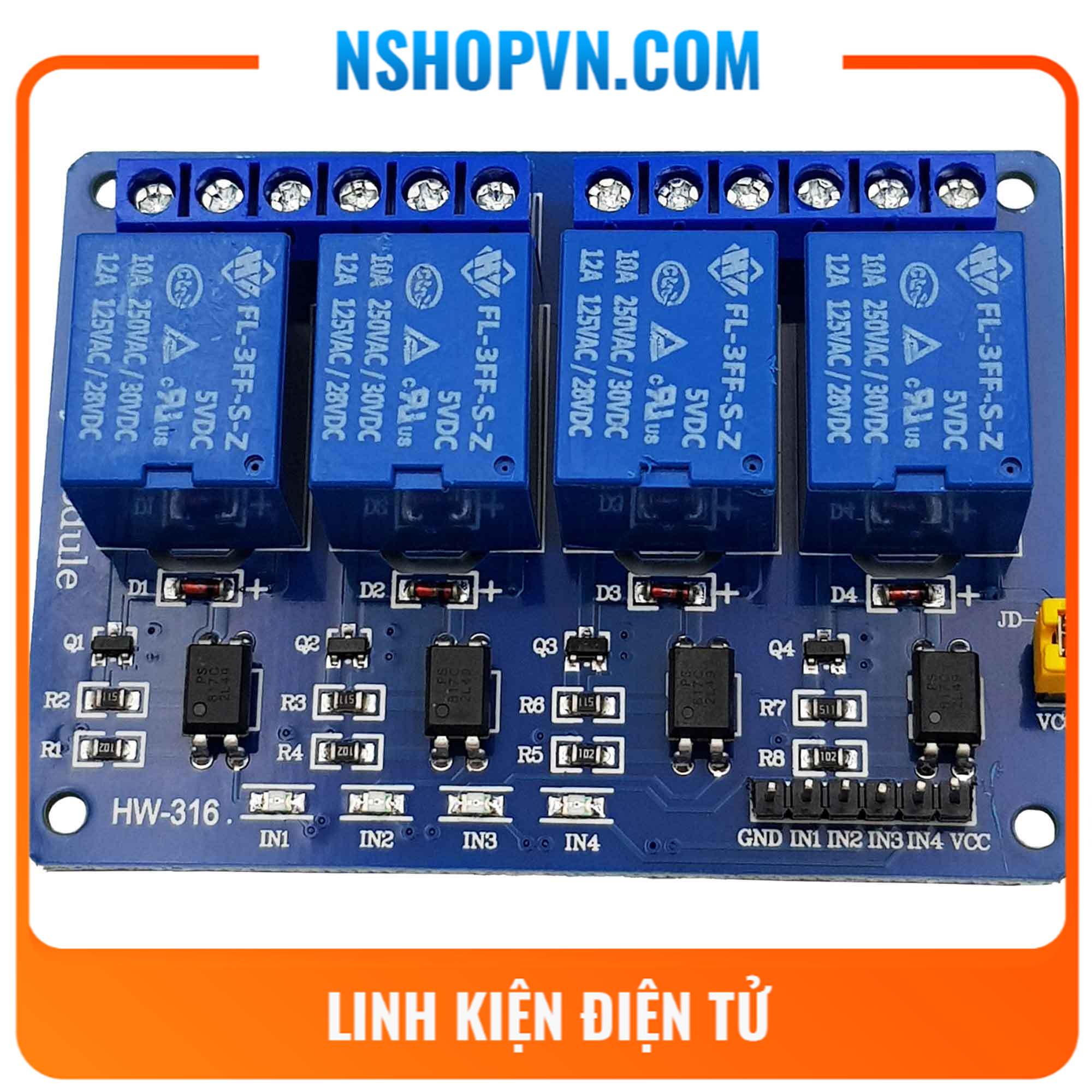Module 4 relay với opto cách ly