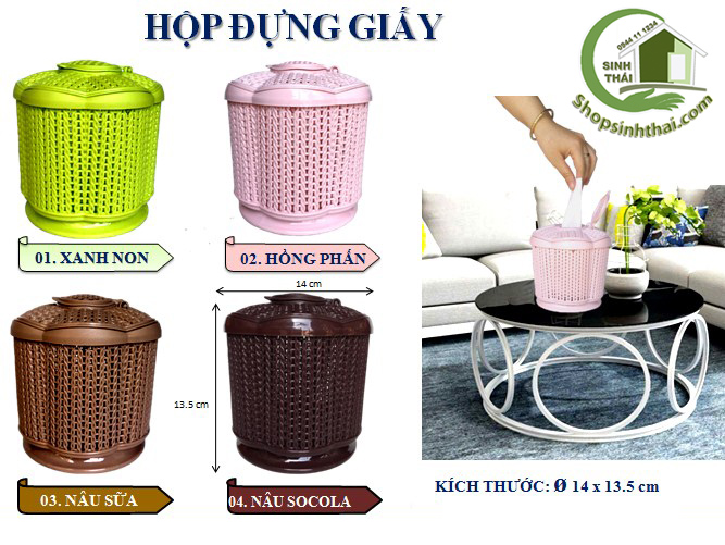 [HCM]Hộp đựng giấy có nắp đậy hình tròn - Hộp đựng giấy hình hoa mai Thắng Lợi - giao màu ngẫu nhiên