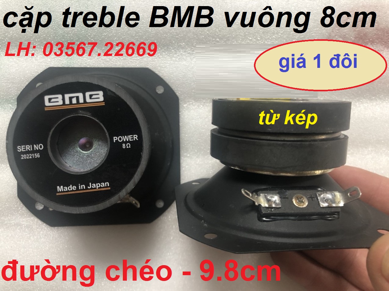 Loa trép giấy 10cm từ kép vuông bmb cao cấp - giá 1 đôi treble 2 từ