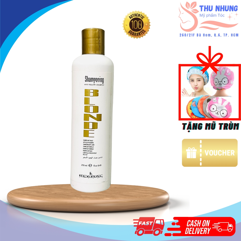 [Tặng mũ trùm]KLERAL BLONDE SHAMPOOING ANTI-YELLOW SHAMPOO DẦU GỘI KHỬ ÁNH VÀNG Italy 250ml