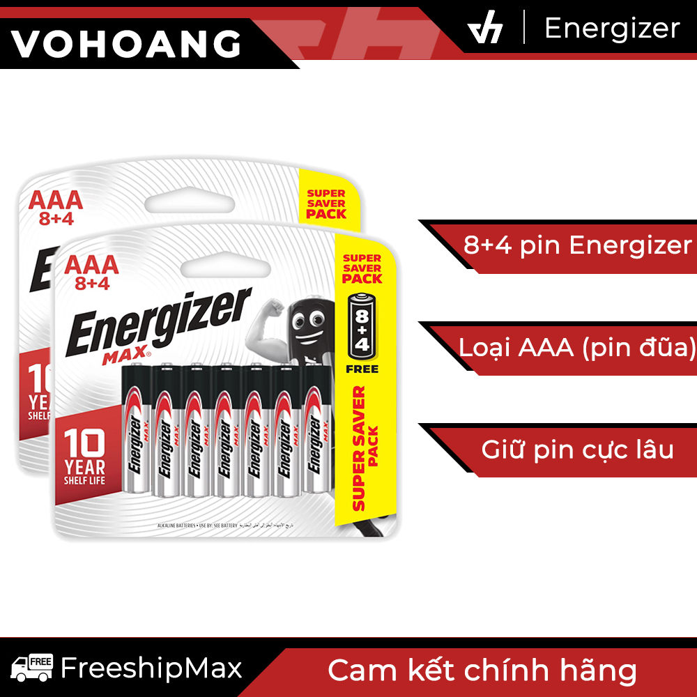 Pin đũa AAA Energizer Alkaline chống chảy E92 - 16 pin tặng kèm 8 pin free