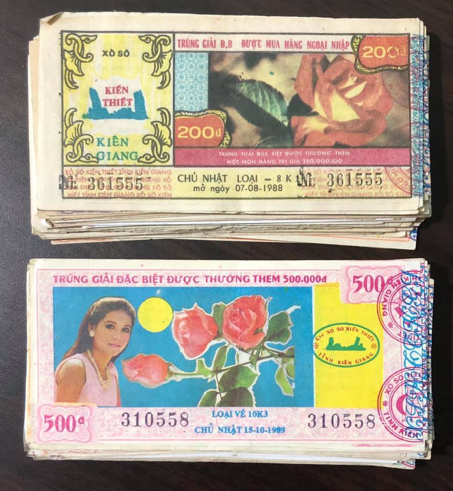 Tờ vé số 198x tỉnh Kiên Giang sưu tầm