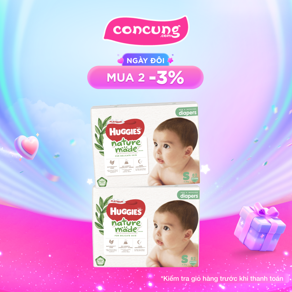 Bỉm tã dán Huggies Platinum Nature Made size S 82 miếng