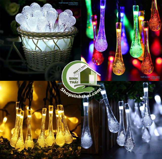 Dây đèn led cao cấp hình giọt nước 16 bóng - Màu trắng