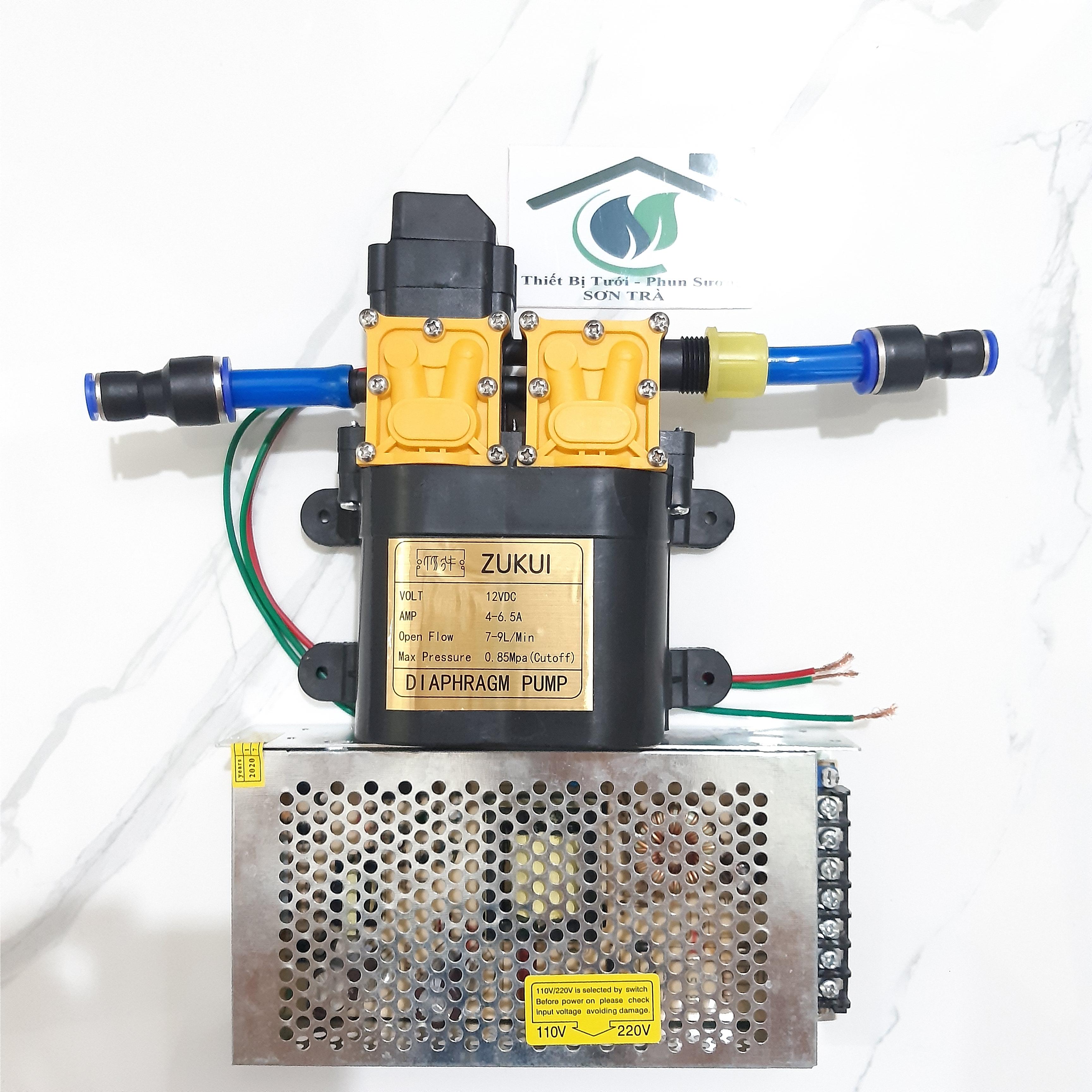 Máy bơm đôi mini 12V-tự ngắt khi khóa nước, tăng áp lực nước, rửa xe, tưới lan 150W ZUKUI