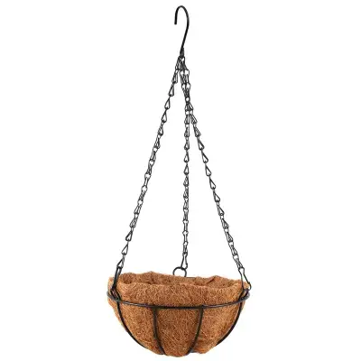 Black Growers Hanging Basket Planter with Chain Flower Plant Pot Home Garden Balcony Decoration-8inch