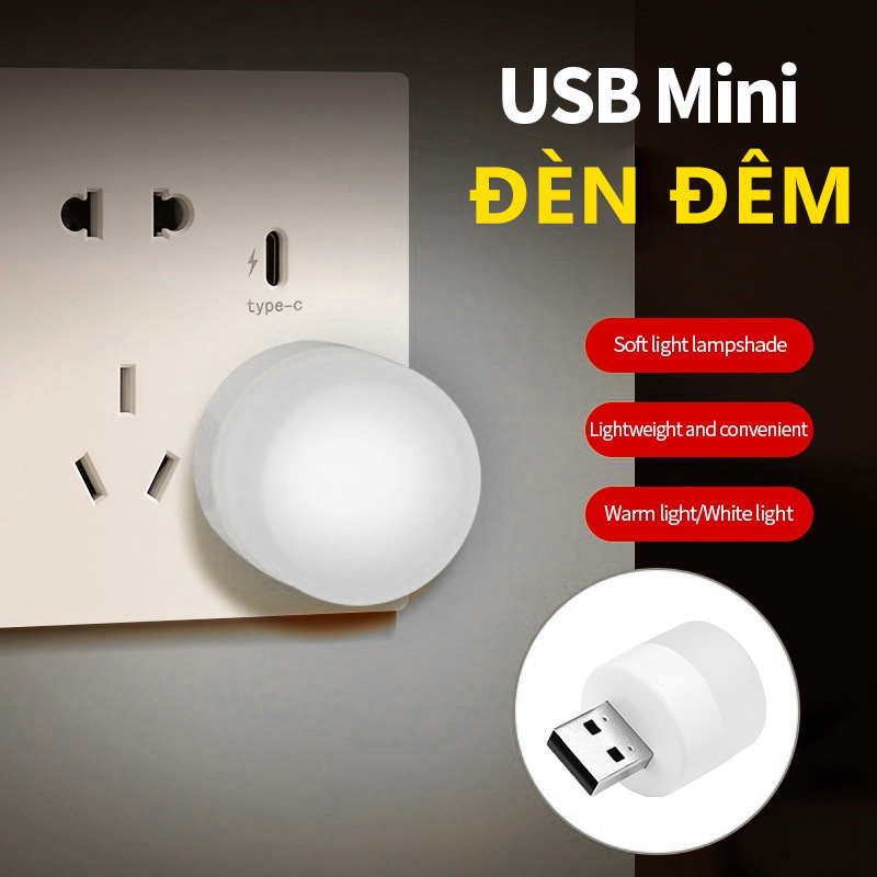 Bóng đèn ngủ đọc sách LED USB mini bảo vệ mắt với cổng USB