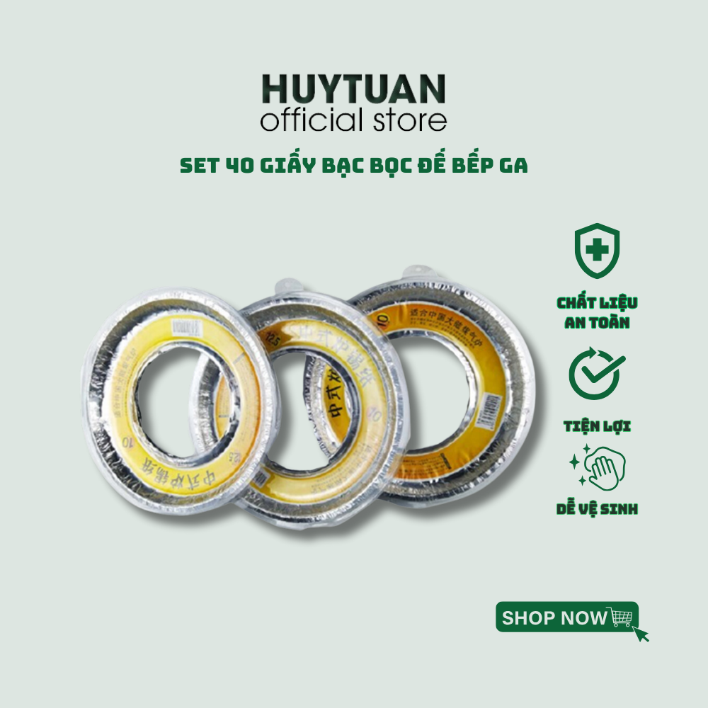 Combo 40 miếng giấy bạc bọc đế bếp ga chống dầu mỡ tiện dụng