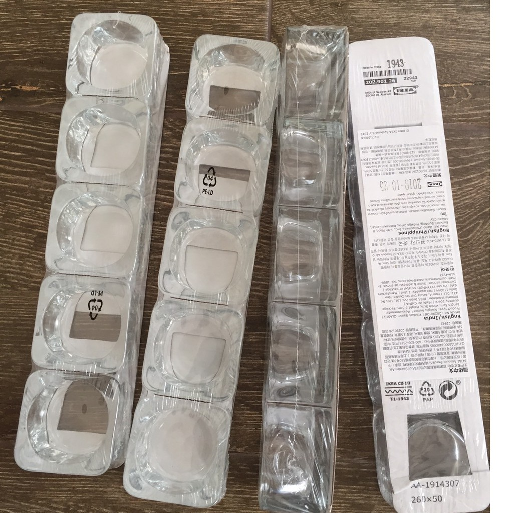 Bộ 5 đế thủy tinh để nến viên Glasig IKEA