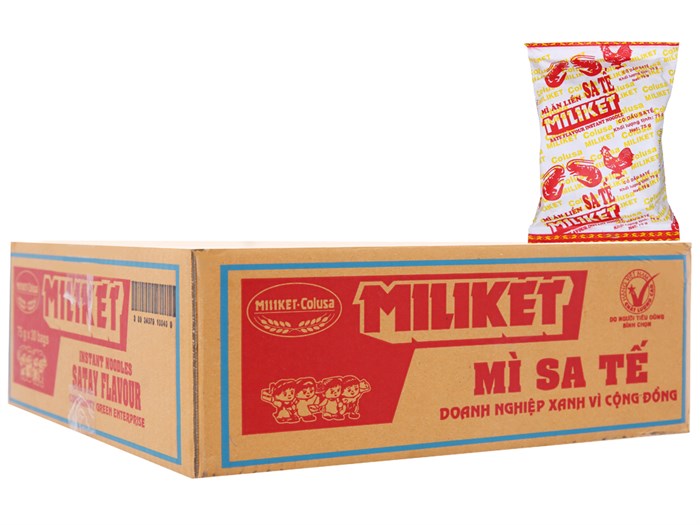 Mì Satê Hai Con Tôm Miliket Thùng 30x65g