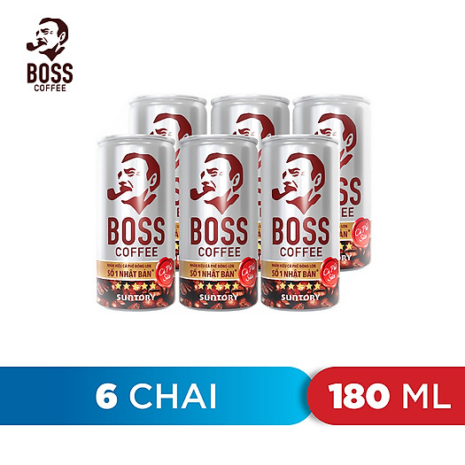Lốc 6 lon cà phê sữa Boss