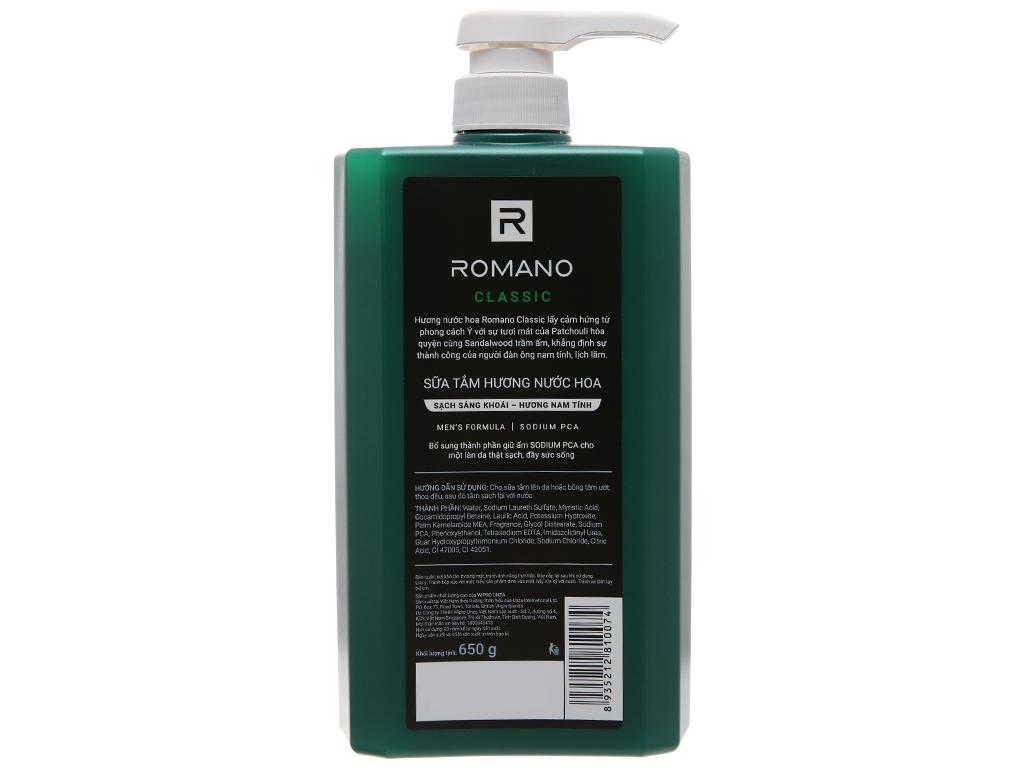 [HCM]Sữa Tắm Cao Cấp Romano Classic 650ml