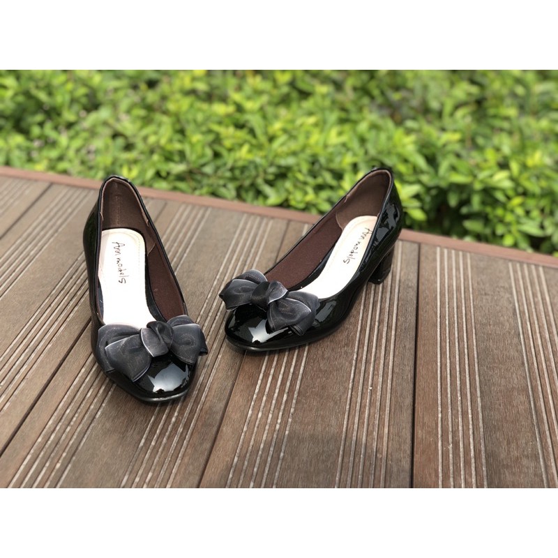 [Ảnh Thật ] Giày cao gót 3 phân gót vuông Nơ Anna MS: AN022