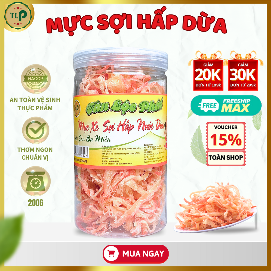 Mực xé sợi nước cốt dừa tân lộc phát - hũ 200g