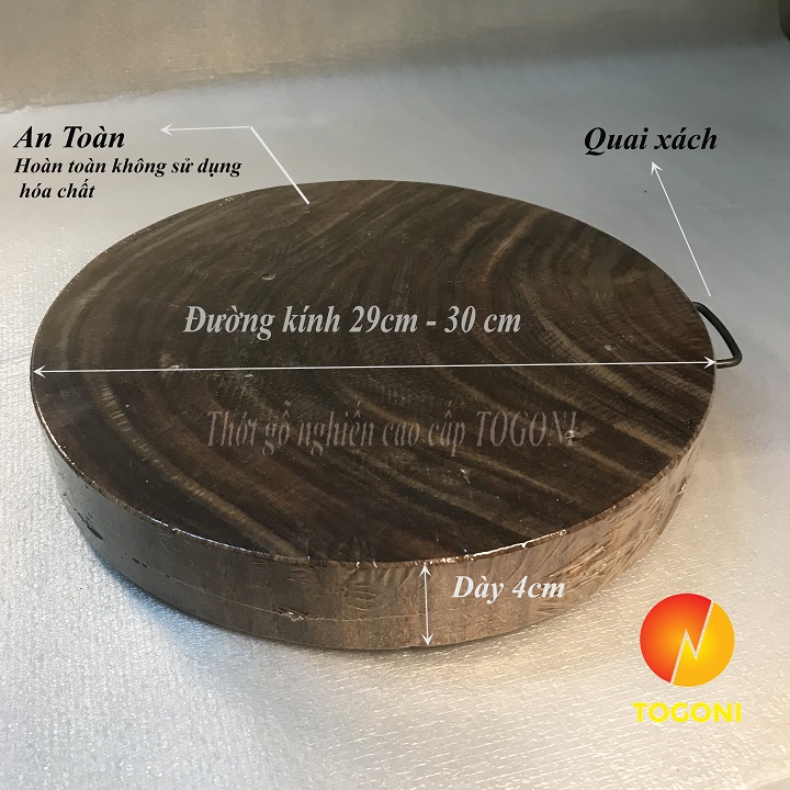 Thớt gỗ nghiến cao cấp Togoni D29cm dày 4cm