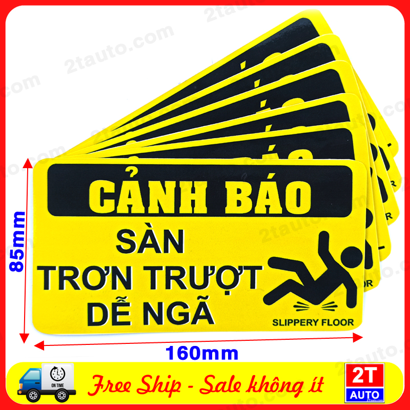 LOGO TEM STICKER SÀN TRƠN TRƯỢT DỄ NGÃ, CẨN THẬN TÉ NGÃ, CẢNH BÁO COI CHỪNG TRƠN TRƯỢT