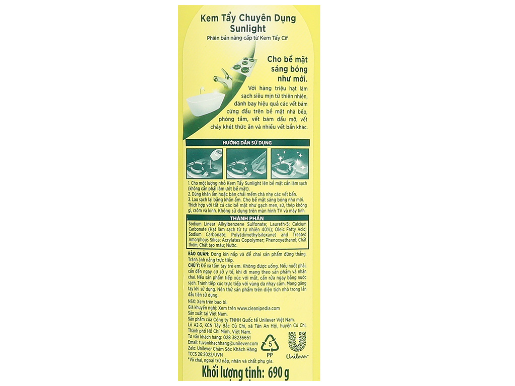 Kem tẩy đa năng Sunlight chai 690g