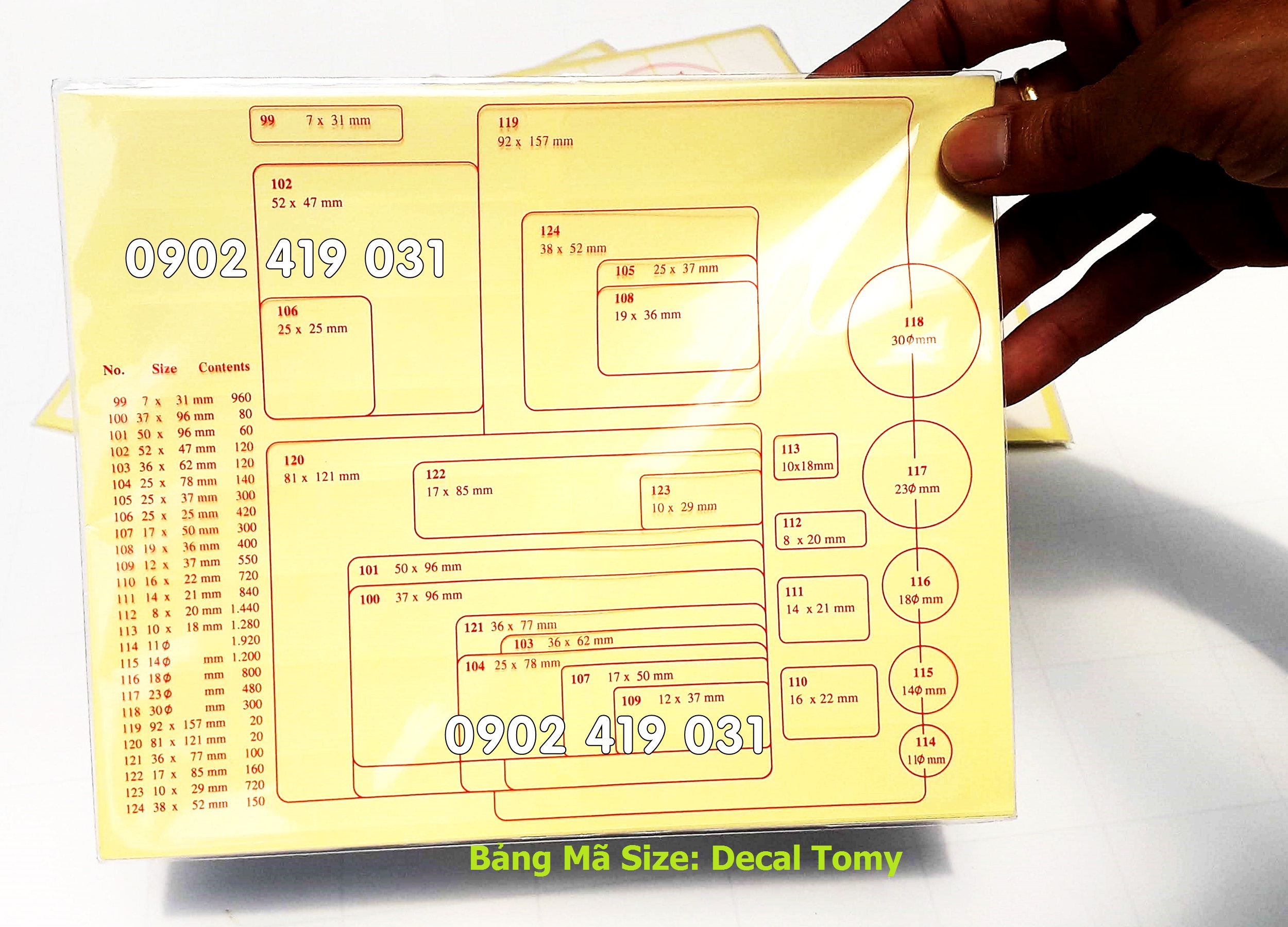 Tem Nhãn Dán Giấy in Decal Tomy ( Khách Chọn size )