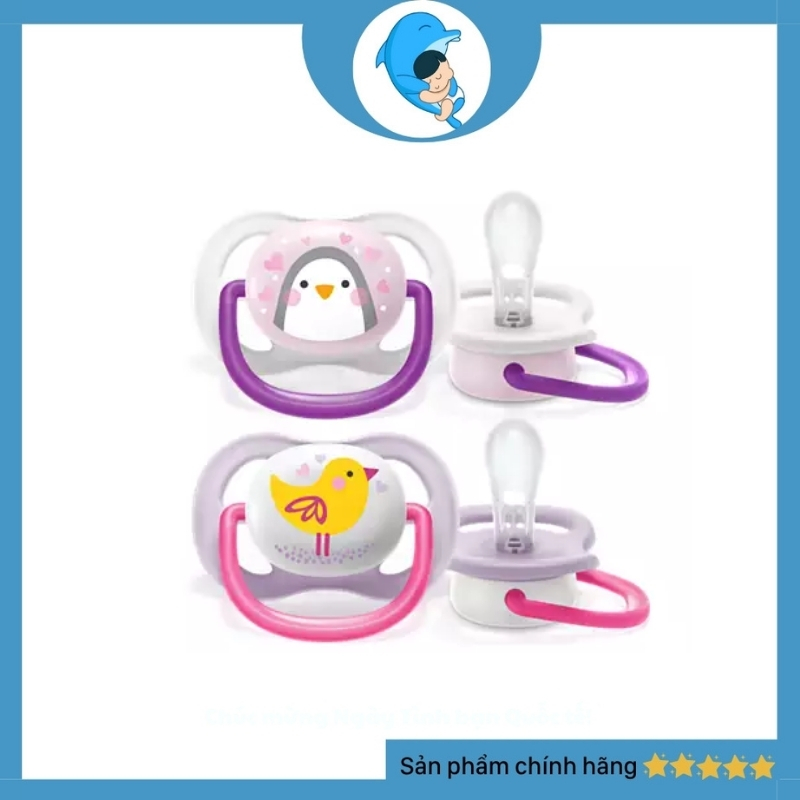 Ti Giả/Ty Ngậm AVENT ULTRA AIR Chỉnh Nha Chống Vẩu Phiên Bản Hoạt Hình Giúp Trấn An Tự Ngủ Cho Bé