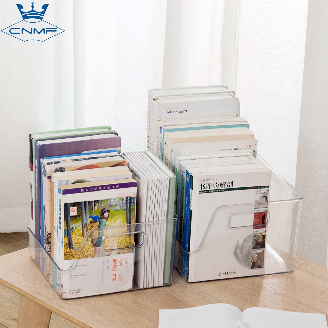 CNMF High-Capacity Transparent Load-Bearing Book Storage Box