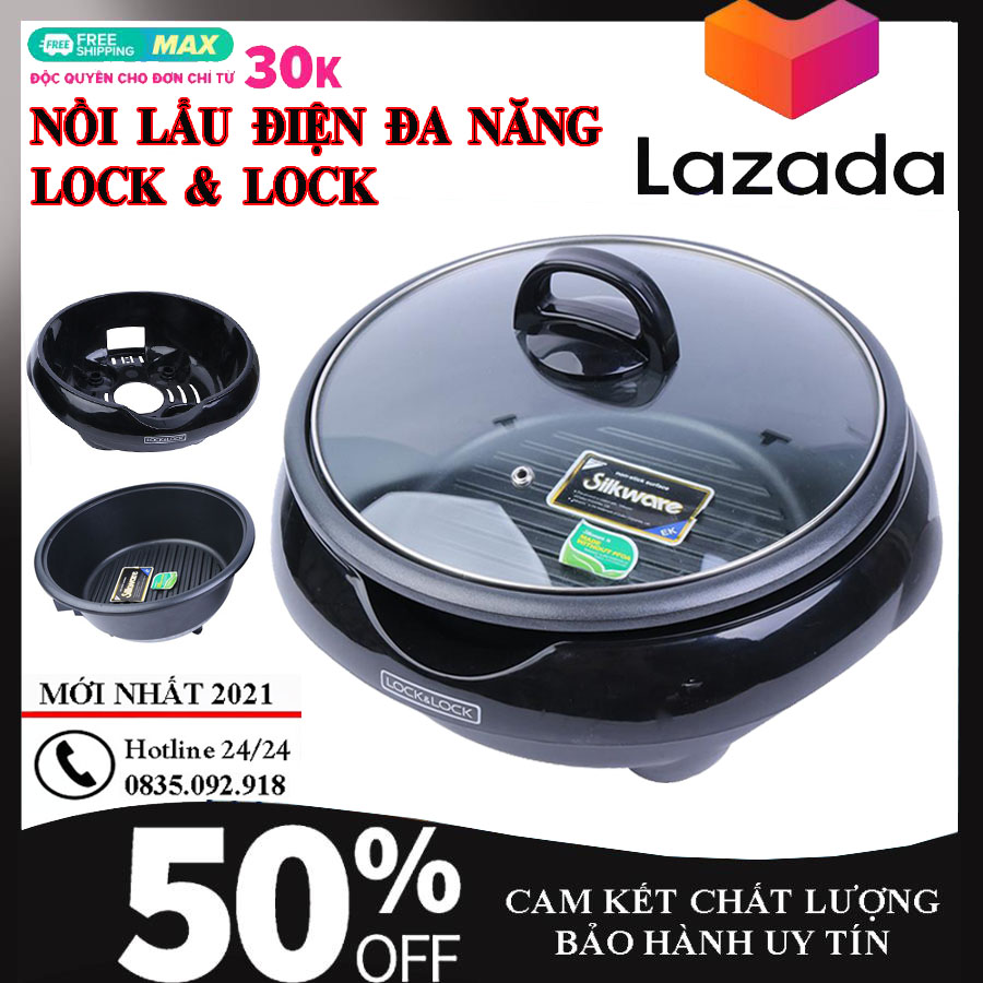 >> BÁO GIÁ CHẢO CHIÊN LOCK | Shopee Lazada Sendo Tiki mới nhất 84 Nồi Lẩu Đa Năng Lock & Lock 1600W EJP431SN Thế Hệ Mới Chảo Chiên Dầu Chiên Rán Nướng Lẩu Công Suất 1600W đường kính 32cm Chế Độ Tự Ngắt Khi Nhiệt Độ Cao.