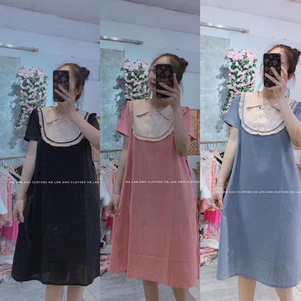 Đầm bầu thiết kế viền bèo cổ đức 4 màu