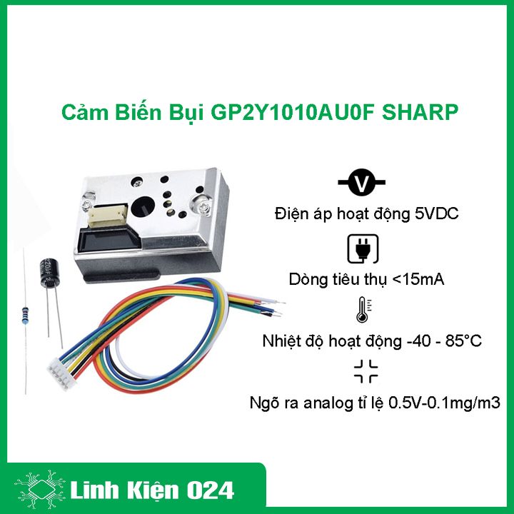 Cảm biến bụi gp2y1010au0f sharp nhận biết nồng độ bụi trong không khí